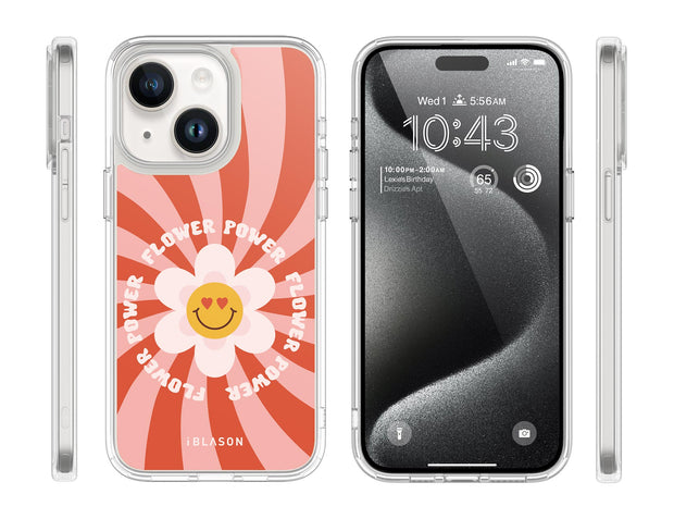 iPhone 15 Plus Halo MagSafe Cute Phone Case - Retro Flower Power