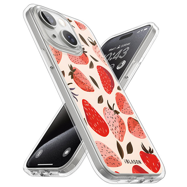 iPhone 15 Plus Halo MagSafe Cute Phone Case - Strawberries