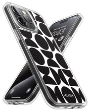 iPhone 15 Pro Max Halo MagSafe Cute Phone Case - Black Retro Geometric