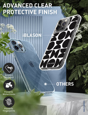 iPhone 15 Pro Max Halo MagSafe Cute Phone Case - Black Retro Geometric