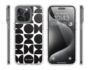 iPhone 15 Pro Max Halo MagSafe Cute Phone Case - Black Retro Geometric