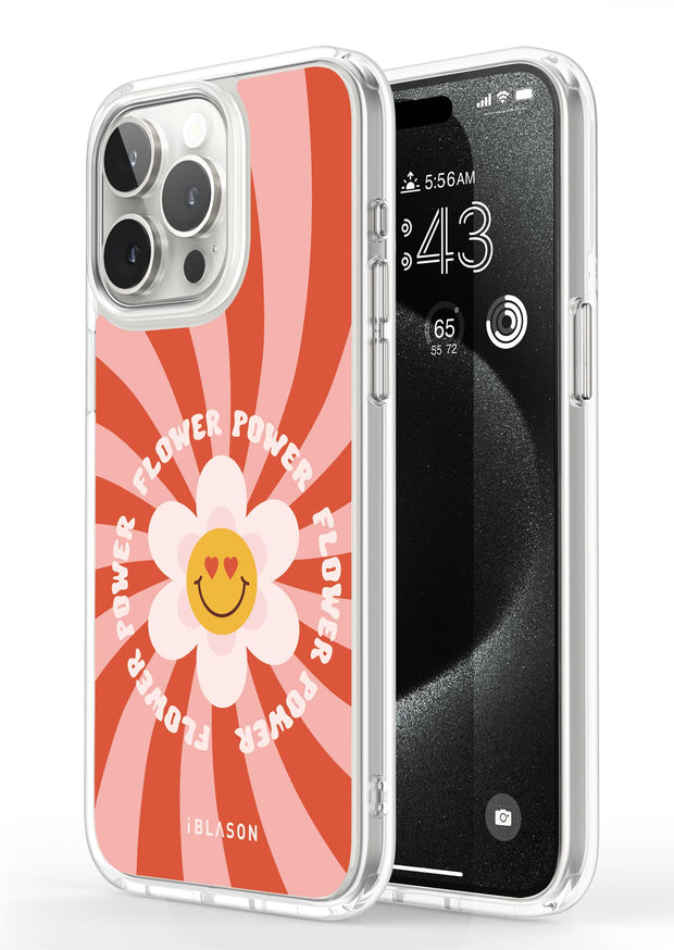 iPhone 15 Pro Max Halo MagSafe Cute Phone Case - Retro Flower Power