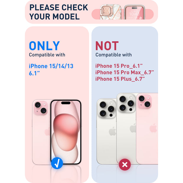 iPhone 15 Cosmo Mag Case(open box) - Marble Pink