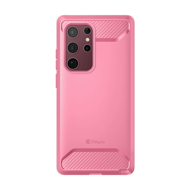 Clayco Samsung Galaxy S22 Ultra Xenon Full-Body Rugged Case with Screen Protector-Pink
