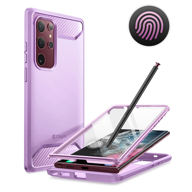 Clayco Samsung Galaxy S22 Ultra Xenon Full-Body Rugged Case with Screen Protector-Purple