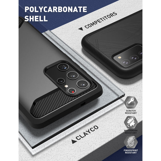 Clayco Samsung Galaxy S22 Ultra Xenon Full-Body Rugged Case with Screen Protector-Black