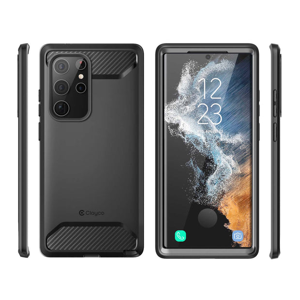 Clayco Samsung Galaxy S22 Ultra Xenon Full-Body Rugged Case with Screen Protector-Black