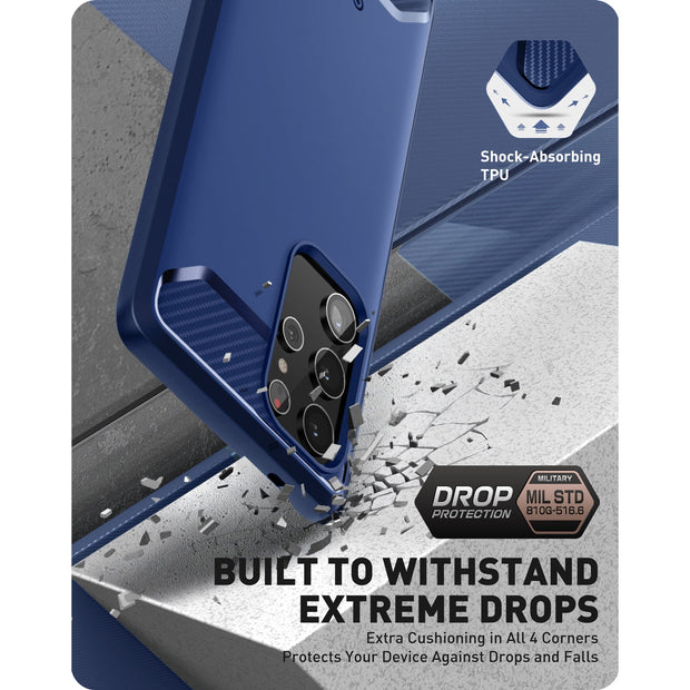 Clayco Samsung Galaxy S22 Ultra Xenon Full-Body Rugged Case with Screen Protector-Blue