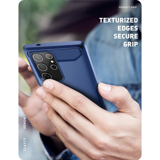 Clayco Samsung Galaxy S22 Ultra Xenon Full-Body Rugged Case with Screen Protector-Blue