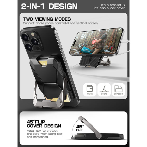 Magnetic Wallet with Stand-Black