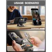 Magnetic Wallet with Stand-Black