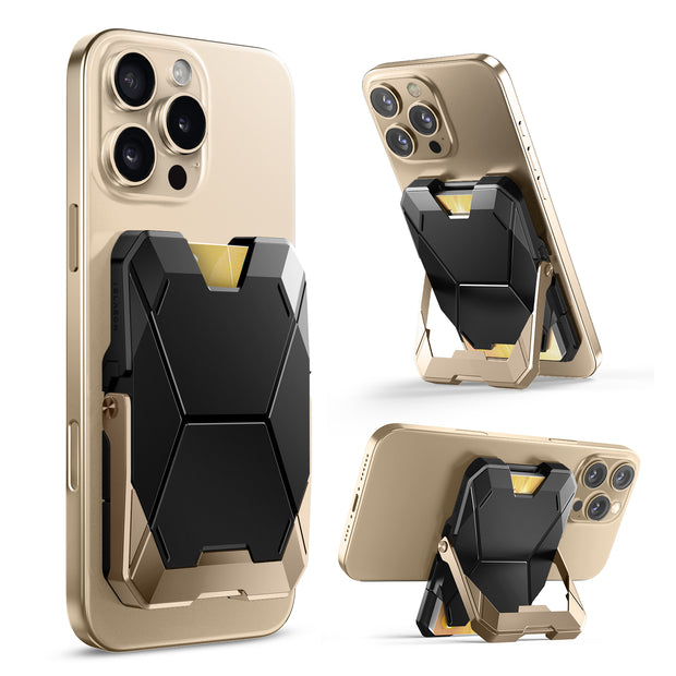 Magnetic Wallet with Stand-Gold