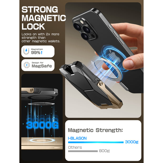 Magnetic Wallet with Stand-Gold