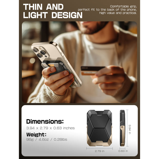 Magnetic Wallet with Stand-Gold