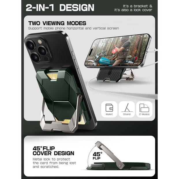 Magnetic Wallet with Stand-Dark Green
