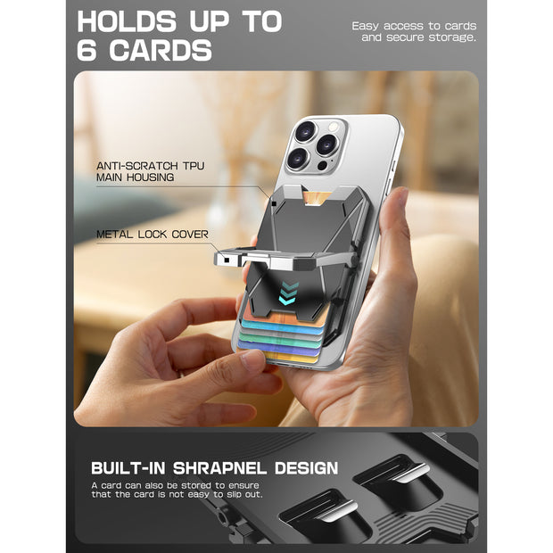 Magnetic Wallet with Stand-Silver