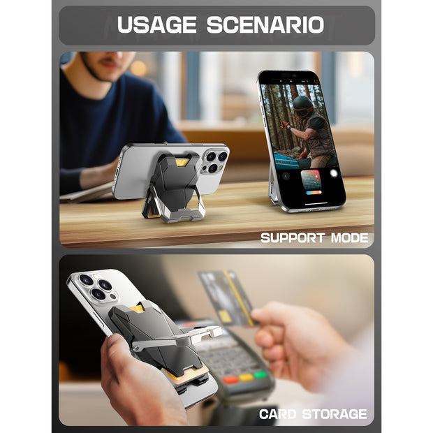 Magnetic Wallet with Stand-Silver