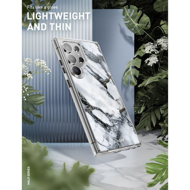 Galaxy S23 Ultra Halo MagSafe Cute Phone Case - White Marble