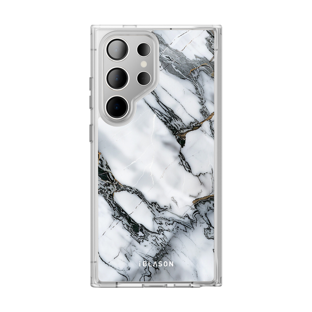 Galaxy S24 Ultra Halo MagSafe Cute Phone Case - White Marble