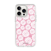 iPhone 14 Pro Max Halo Cute Phone Case - Pink/White Daisies