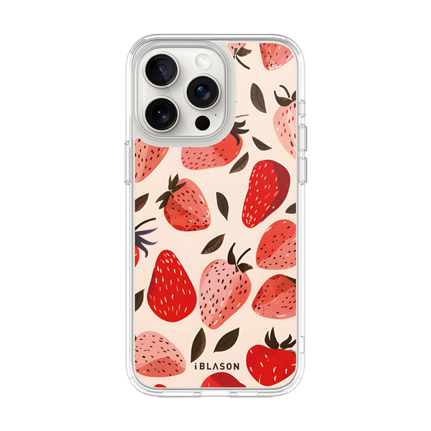 iPhone 14 Pro Max Halo MagSafe Cute Phone Case - Strawberries