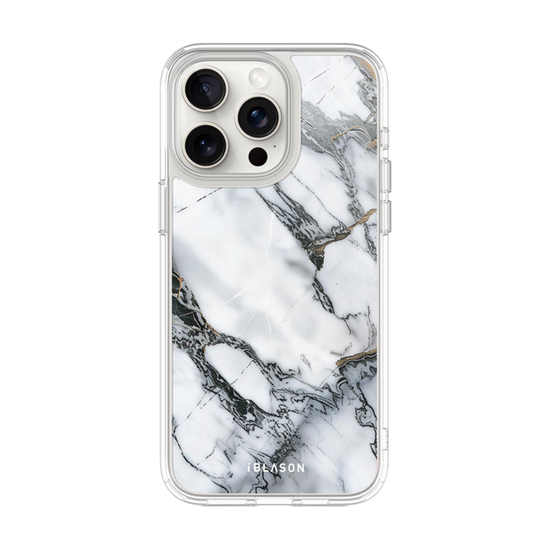 iPhone 14 Pro Max Halo MagSafe Cute Phone Case - White Marble