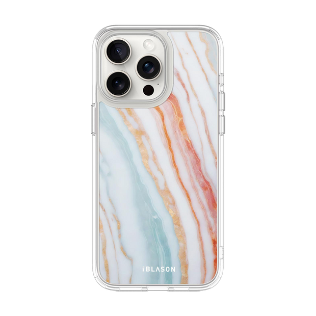 iPhone 15 Pro Halo MagSafe Cute Phone Case - Marble Rainbow