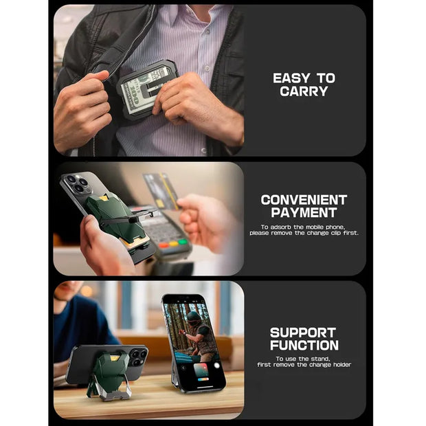 MagSafe Wallet with Stand and Money Clip - Dark Green