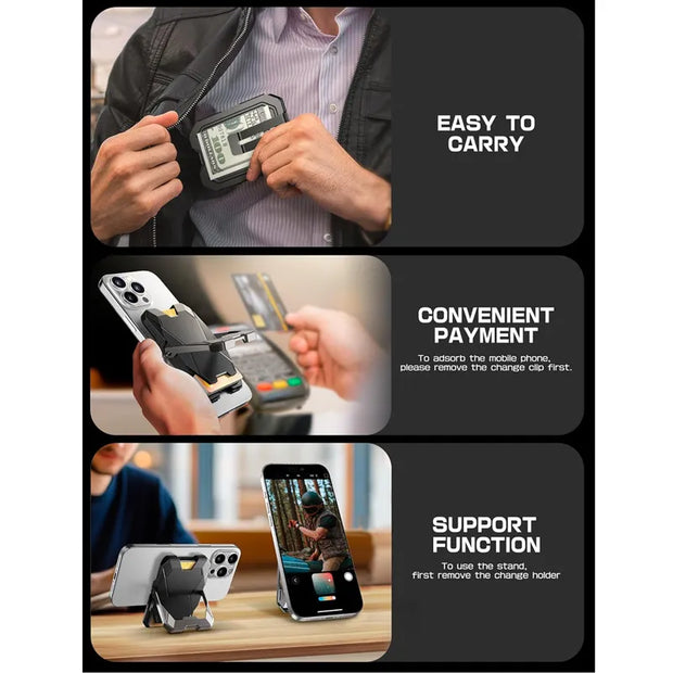 MagSafe Wallet with Stand and Money Clip - Silver