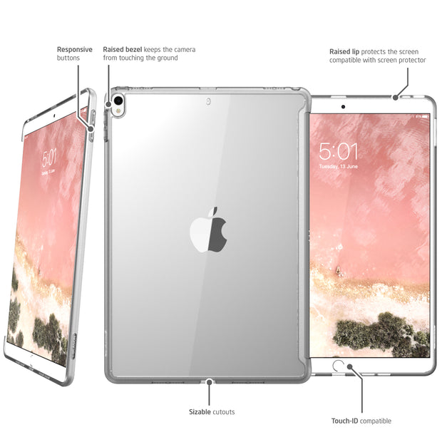iPad Pro 10.5 (2017) Halo Smart Keyboard Compatible Clear Bumper Case-Clear