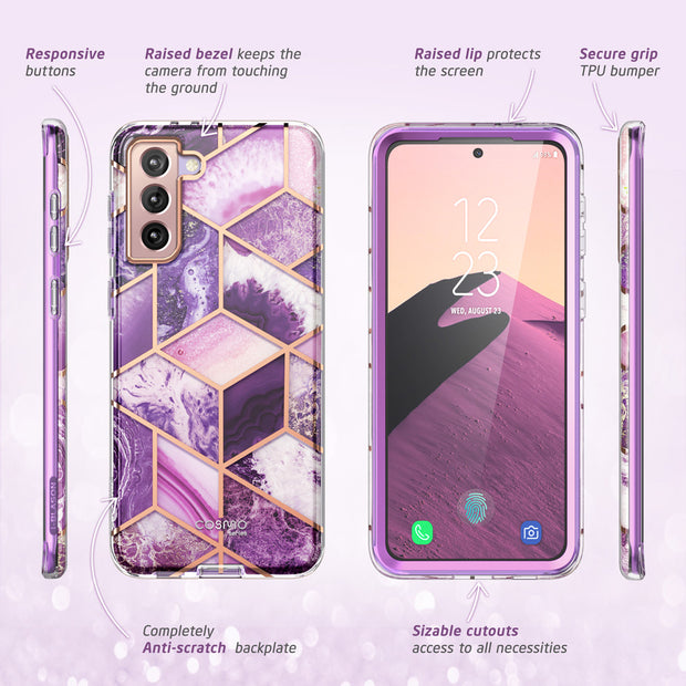 Galaxy S21 FE Cosmo Case- Marble Purple