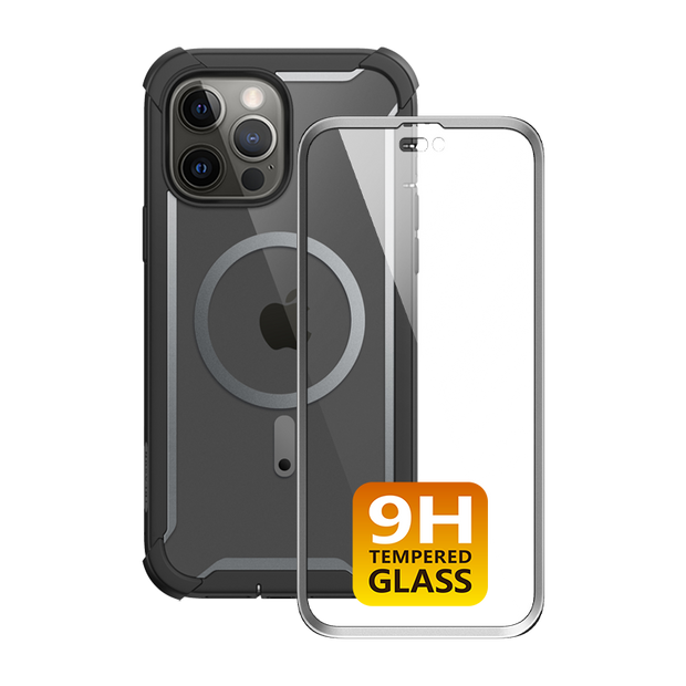 iPhone 14 Pro Ares Mag with Tempered Glass Case - Black