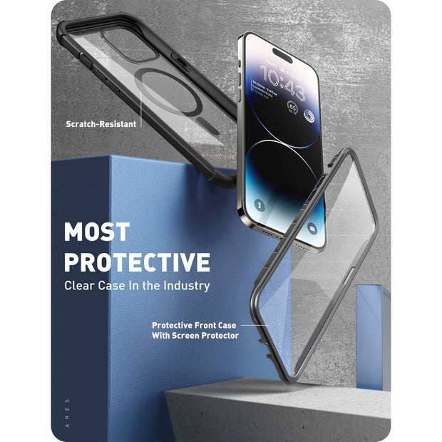 iPhone 14 Pro Ares Mag with Tempered Glass Case - Black