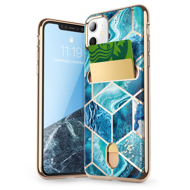 iPhone 11 Cosmo Wallet Case(open box)-Ocean Blue
