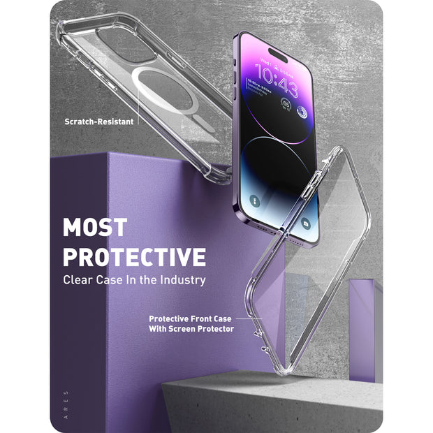 iPhone 14 Pro Max Ares Mag with Tempered Glass  Case - Clear