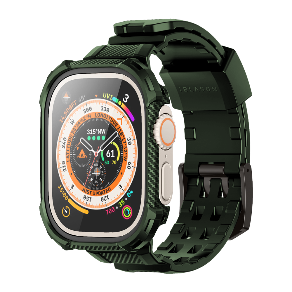 Apple Watch Ultra 49mm Armorbox Case with Tempered Glass Screen Protectors- Dark Green