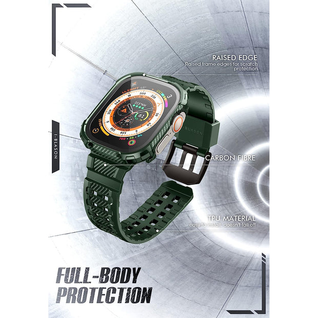 Apple Watch Ultra 49mm Armorbox Case with Tempered Glass Screen Protectors- Dark Green