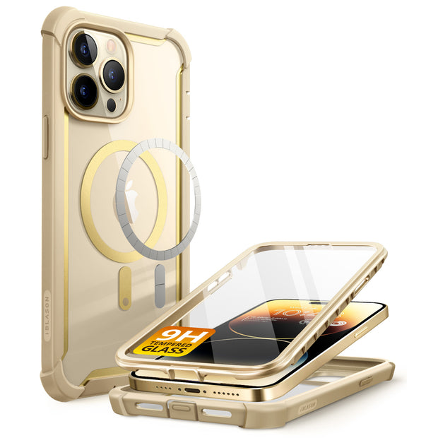iPhone 14 Pro Ares Mag with Tempered Glass  Case - Gold