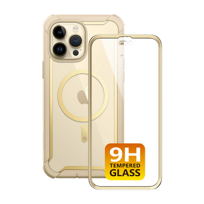 iPhone 14 Pro Ares Mag with Tempered Glass  Case - Gold