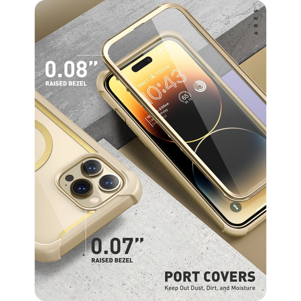iPhone 14 Pro Ares Mag with Tempered Glass  Case - Gold