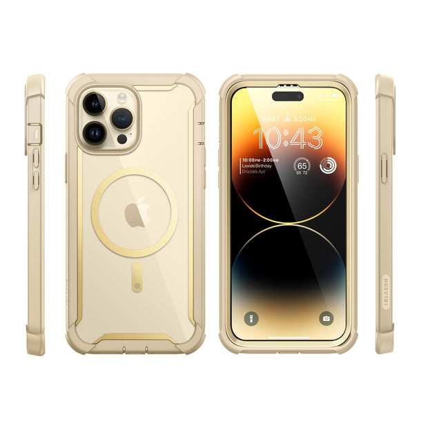 iPhone 14 Pro Ares Mag with Tempered Glass  Case - Gold