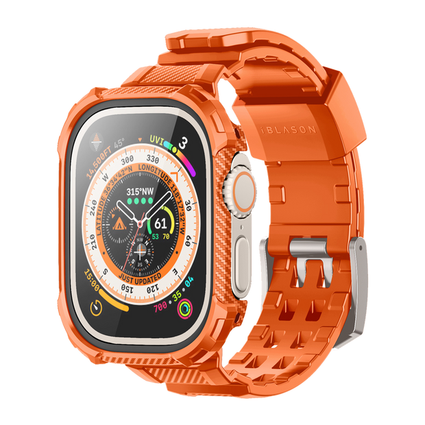 Apple Watch Ultra 49mm Armorbox Case with Tempered Glass Screen Protectors  - Orange