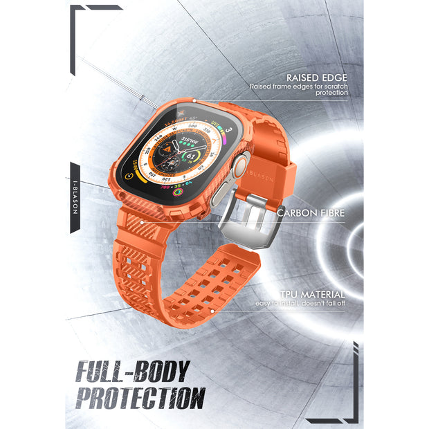 Apple Watch Ultra 49mm Armorbox Case with Tempered Glass Screen Protectors- Orange
