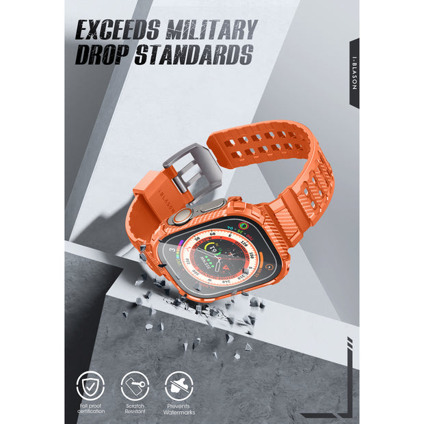 Apple Watch Ultra 49mm Armorbox Case with Tempered Glass Screen Protectors- Orange