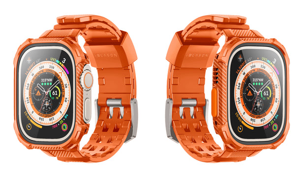 Apple Watch Ultra 49mm Armorbox Case with Tempered Glass Screen Protectors- Orange
