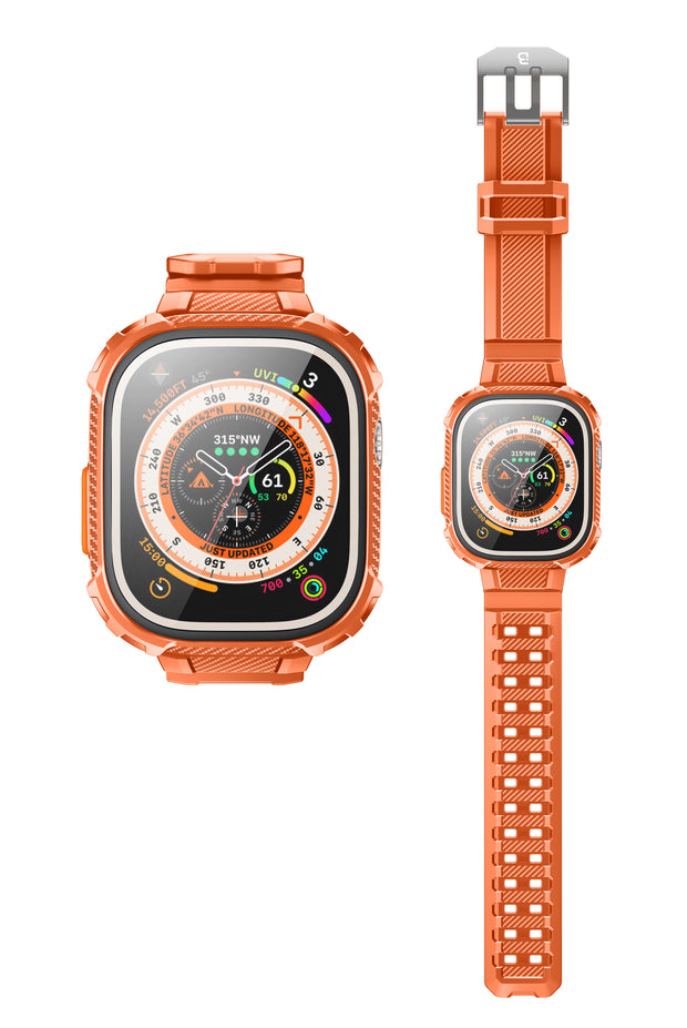 Apple Watch Ultra 49mm Armorbox Case with Tempered Glass Screen Protectors- Orange
