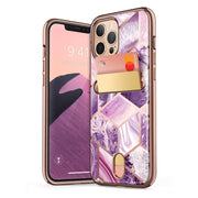 iPhone 12 Pro Max Cosmo Wallet Case - Marble Purple