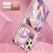 iPhone 12 Pro Max Cosmo Wallet Case - Marble Purple
