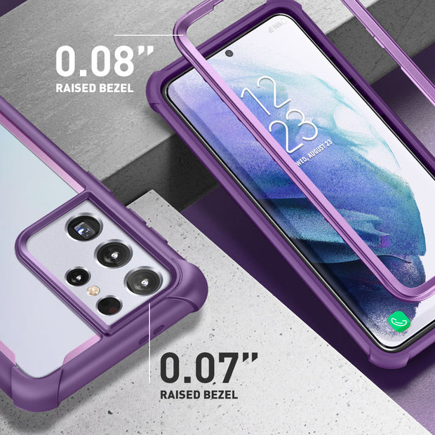 Galaxy S21 Ultra Ares Clear Rugged Case - Purple