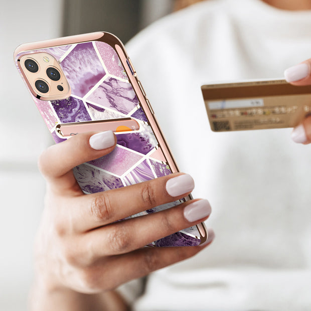 iPhone 12 Pro Max Cosmo Wallet Case - Marble Purple